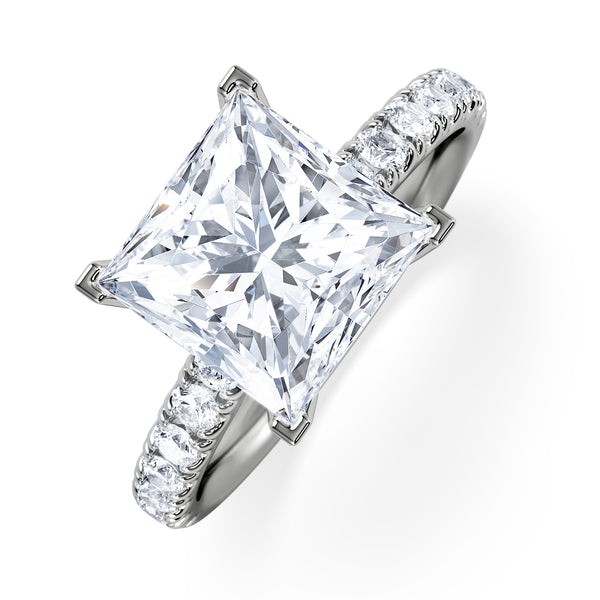 Katerina 3.45ct Lab Diamond Princess Cut Engagement Ring in 18K White Gold G/VS1